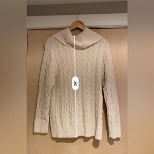 JEANNE PIERRE Cream Cable Knit Turtleneck Sweater